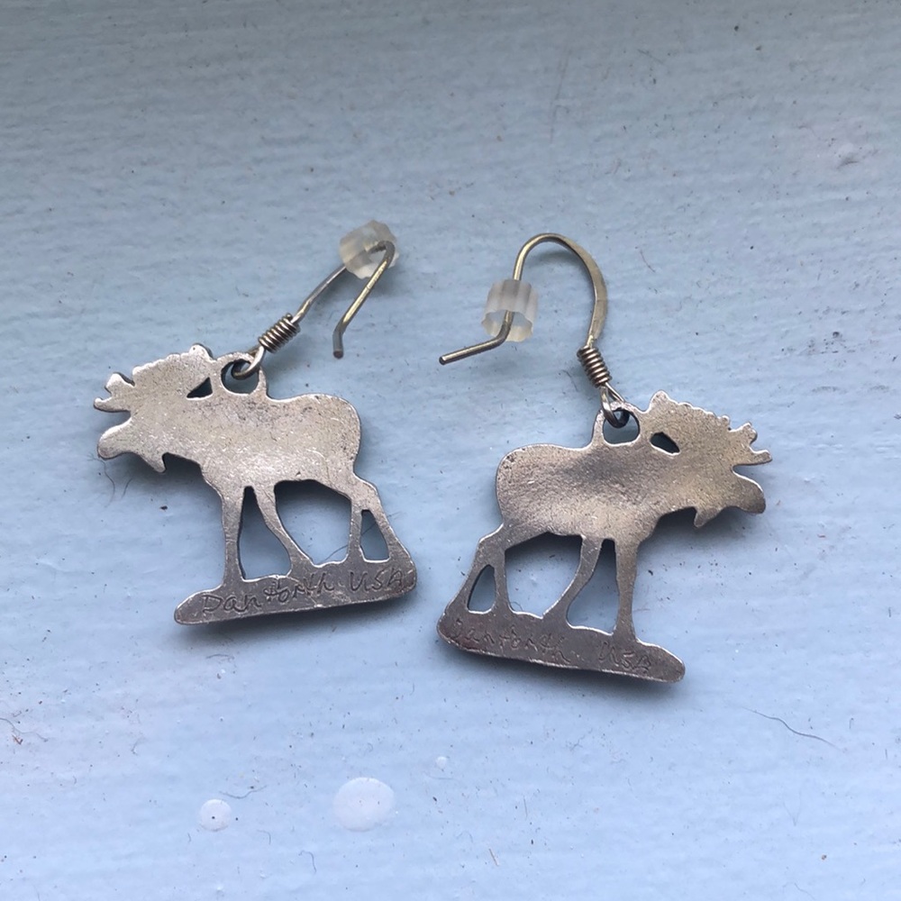 Danforth pewter moose earrings - Picture 2 of 2